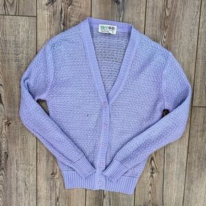 Vintage Huk-A-Poo Lavender Open Knit Cardigan | Size M